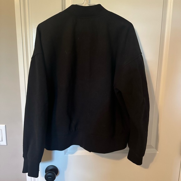 NWOT Old Navy Womens Black Bomber Coat, Wool Like, size M - Picture 3 of 4